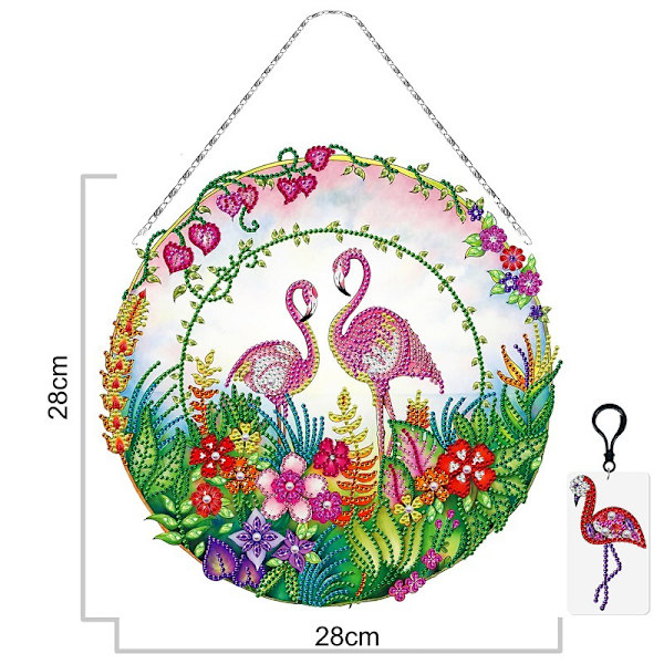 5D Jouluovikranssi (Flamingot) Timanttimaalaus LED-valolla Seinäkoriste