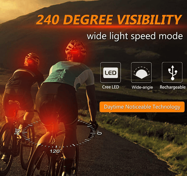 LED Baglygte til Cykel, 2 stk., Super Lys, USB Opladbar