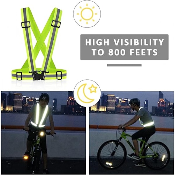 10 stk. Reflekterende vest (Fluorescerende grøn) - Løb vest reflektor, Reflekterende løbeveste