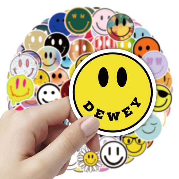 Stickers 100 söta Smiley-klistermärken Positiva glada symboler Vattentäta vinylklistermärken Dekaler vackra
