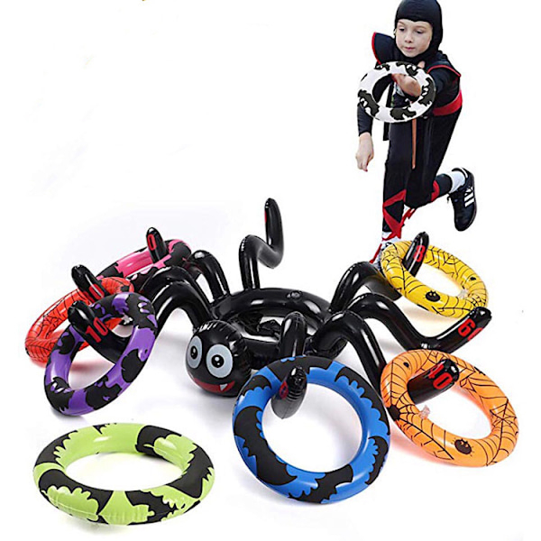 Halloween-leker Halloween Spider Ring Toss Set Oppblåsbart kastespill Oppblåsbart Spider Hat Toss Game H