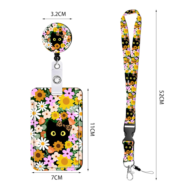 Butterfly Pattern Sliding Neck Badge Holder, Plastic Case with Sc