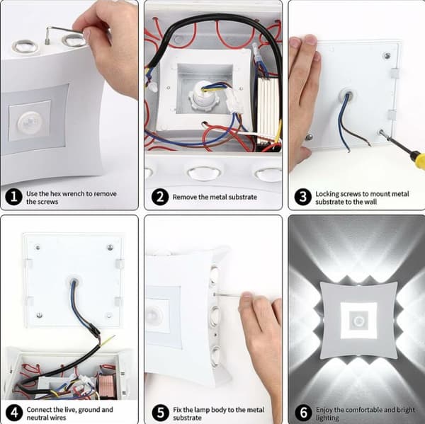 Modern 18W LED-vägglampa för utomhusbruk med rörelsesensor A