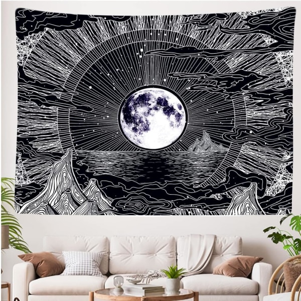 200 x 150 cm koristeellinen seinävaate makuuhuoneeseen - Kuu tähdet luonto