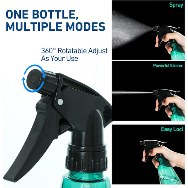 2-pack 500 ml tomma sprayflaskor med justerbart sprayhuvud för
