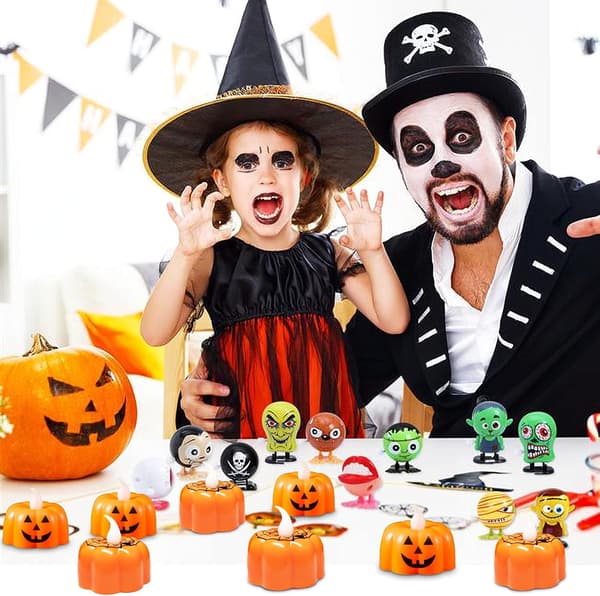 Batteridrevne te-lys gresskarlys, 12 stk gresskar Halloween-lys, gresskarlys, LED-telys for