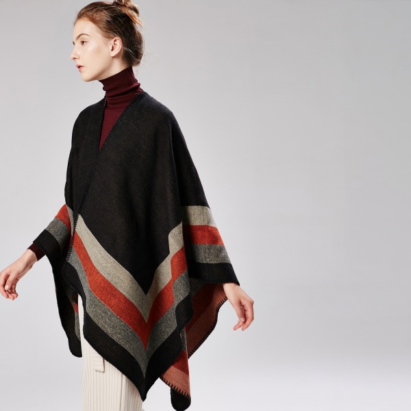 Poncho Shawl Naisten Viitta Huivi Paksuuntunut Elegantti Lämmin Talvi Lar C