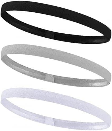 (Svart, Vit och Grå) 3-pack Elastiska Sportpannband, Halkfria