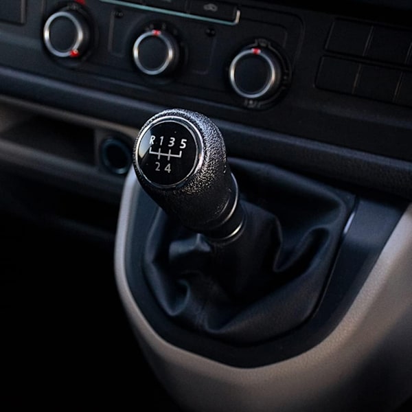 5-växlad svart växelspaksknopp med växelspaksdamask kompatibel med VW Transporter T5 T6 MK