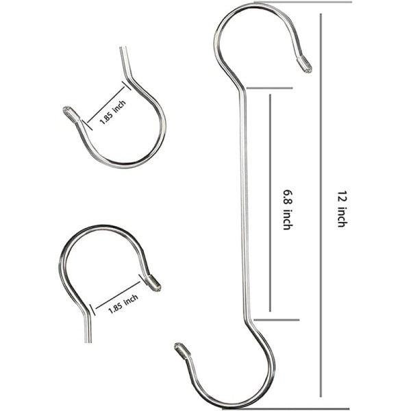 10 kpl S-muotoisia ripustimia, ruostumaton teräs, kestävä, suuret ripustimet keittiövälineille, kattiloille, astioille C