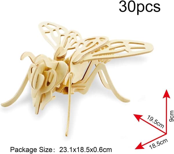 (Bee Mouse Chicken) Träbyggset 3D Träpussel Pussel