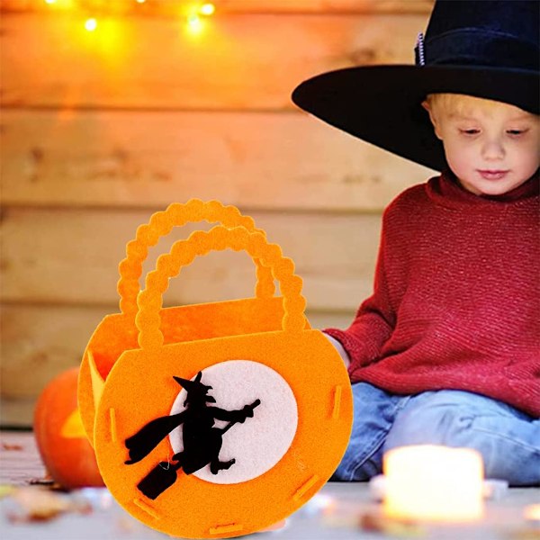 8 stk. Halloween Stereo Græskarposer, Græskar Kurvpose Bærbar Trick Or Treat Slikpose, Hallow