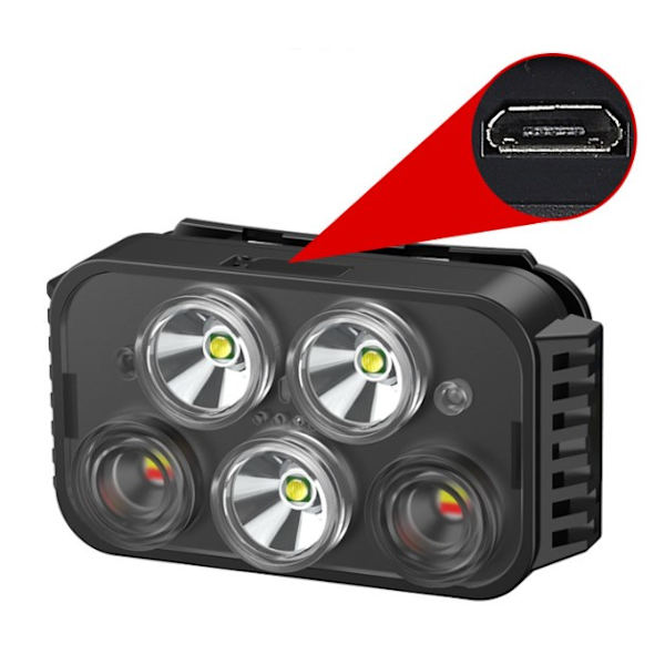 Utomhus USB LED-sensorstrålkastare, nattfiske, cykling och löpning