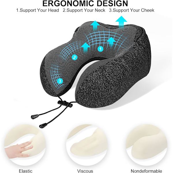 Rejsepude, Memory Foam Rejsepude, Hætte Rejsepude, C