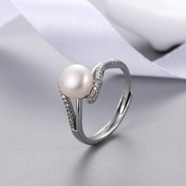 8,5 mm hvit kulturperle ring