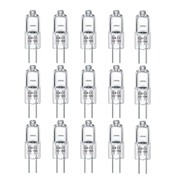 G4 Halogenlamper 10W 12V - Varm hvit 10w 15pcs