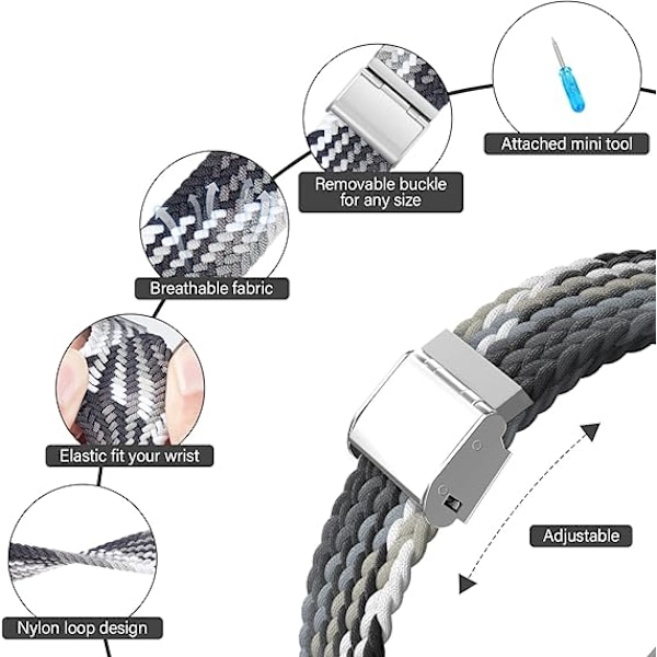 Tvådelat elastiskt vävt armband (regnbåge och svartvitt, exklusive klockor), lämpligt för Apple Watch armband 40mm 41mm