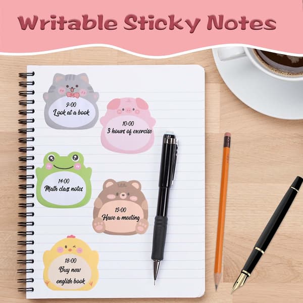 Mini Sticky Notes 640 Blad Djur Sticky Notes, Färgglada Stick