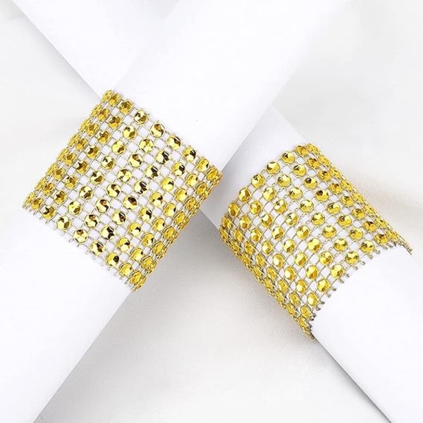 Gold 100pcs Rhinestone Napkin Rings - Silver Rhinestone Napkin Ri