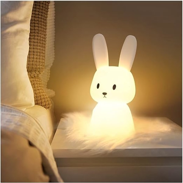Rabbit Night Light med 7 ljusbyten, USB laddningsbar, timer