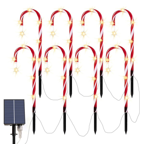 8 stk Julepepperkaker Lys Utenfor, LED Julepepperkaker Lys, Solcellehage Lys, Julefest Dekor D