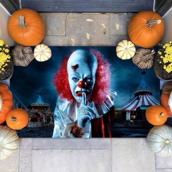 3D Halloween golvmatta, 40*60 cm, Halloween Skräck dörrmatta, Clown D