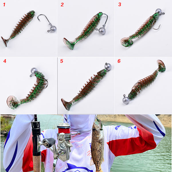Mjukt fiskedrag 6cm - Maskdrag, mjuka fiskedrag för öring
