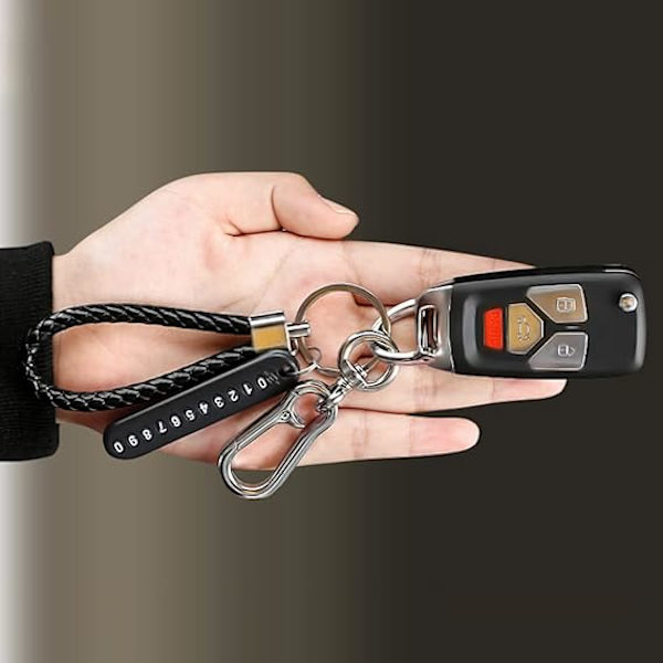 2 stycken flätade lädernyckelringar PU flätade läder bilnyckelringar G