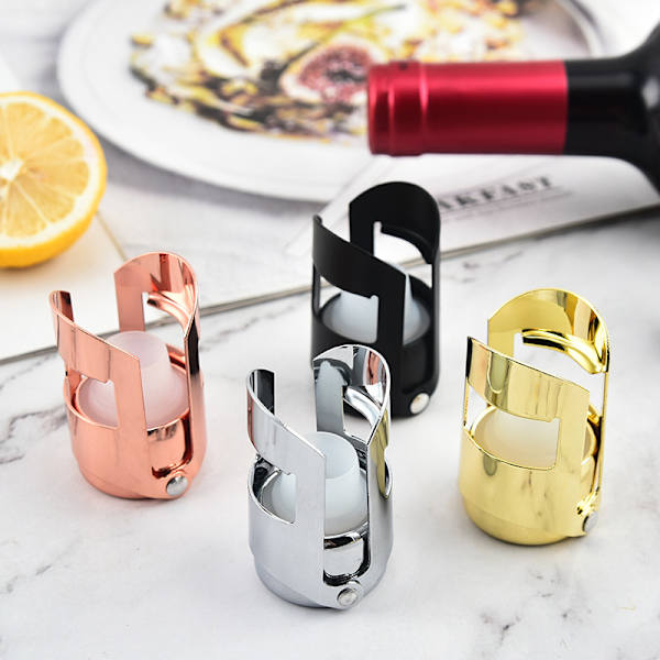 4 rustfrit stål elektroplet champagnepropper, mousserende vin