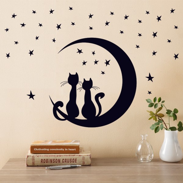 Cats Under A Floor Lamp Wall Stickers + Cat Wall Sticker til Cre