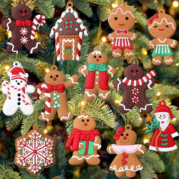 12 st Söta Pepparkaksmän Julgranspynt DIY, 3 tum, C