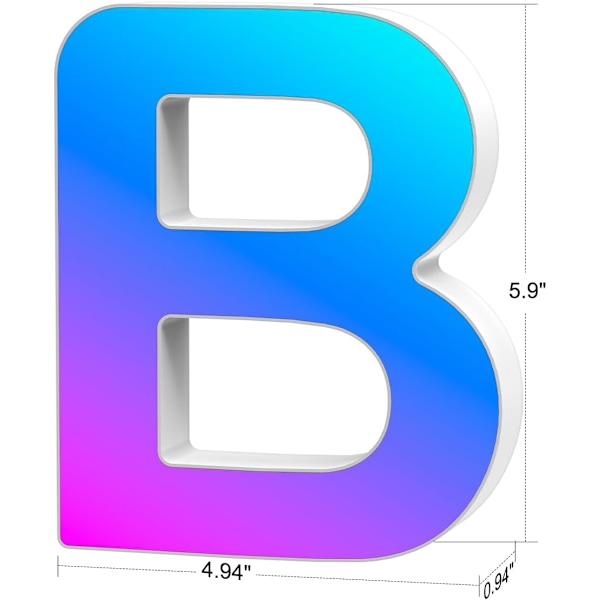 Ljusbokstäver USB-drivna, LED-bokstavslampor färgväxlande bokstavsskylt present - B B