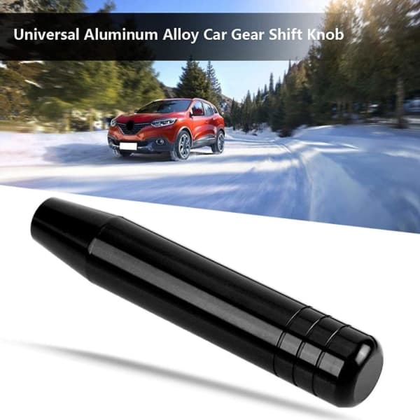 Universal gearstangsknop i aluminiumlegering til bil - sort
