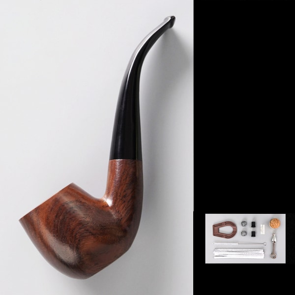 (ac0051) [Pipe] + [Kymmenen set] Ebony Wood Smoking Pipe Pocket