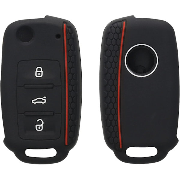 Musta punainen auton avaimen kotelo, yhteensopiva VW Skoda Seat 3-painikkeisen auton kanssa G
