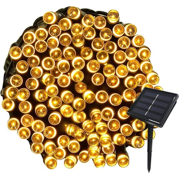 1 Stykke 22M Solcelledrevet Eventyrlys 200 LED 8 Moduser Lyslenke (Varmt Hvit), Ideelt for Fester, Bryllup