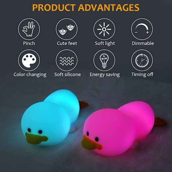 (sorsa) Lasten yövalo, silikonilamppu 7 väriä USB-ladattava, voidaan ajastaa Lasten yövalo Deco Lam