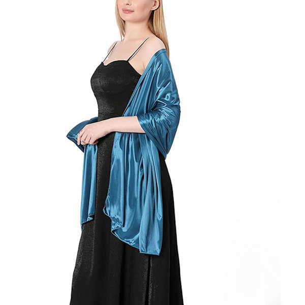 Kvinners sateng silkesjal og kappe 200*70CM Light-blue