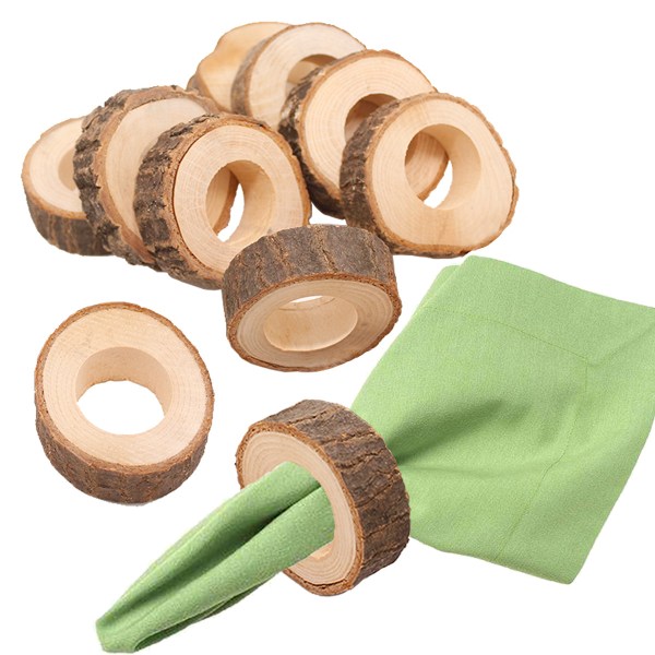 Handmade Wood Napkin Ring Set with Napkin Rings - Artisan Crafted in India