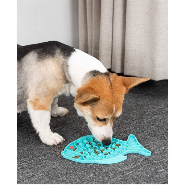 Cat Slow Feeder Bowl Fish-Shaped Cat Puzzle Feeder Food Mat for