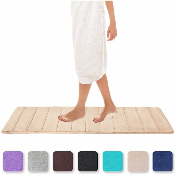 Minneskum Badmatte Absorberende Sklisikker Badmatte Vaskbar Badmatte - 40 X 120 Cm, Beige