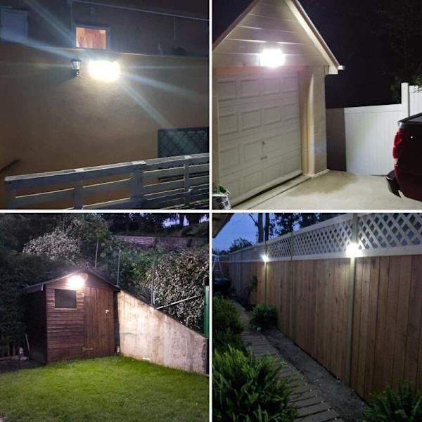 Sæt med 4 LED Solcellelamper til Udendørs, 6500K Kold Hvid med Bevægelsessensor Trådløs Sikkerhedsl lampe Vægl lampe til Have