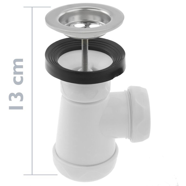 Laajennettava lyhyt pullosifonin venttiilillä viemäriin -bidee 1 1/4 x ∅ 70 mm