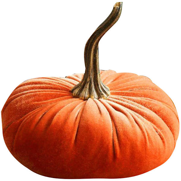 Stora sammetspumpor för dekoration, handgjorda konstgjorda skördepumpor, höst Thanksgiving heminredning (orange)