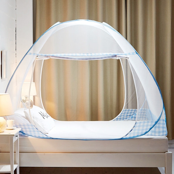 Foldbar Myggeseng, Bærbar Rejsemyggeseng, Dobbelt Dør Camping Myggeseng, 200 X 120 X 145cm Nem Installation Kuppel Myggeseng
