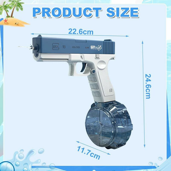 Elektrisk Vattenpistol för Barn och Vuxna - Vattenpistol - Plast Vattenpistol Leksaker - Räckvidd upp till 10 meter - Super One Touch Automatisk Vattenpistol 434CC Storlek Blå-D