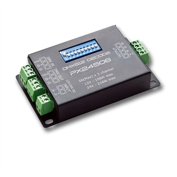 PX24506 LED Controller DMX 512 Dekoder Driver 9A Forstærker 12V 24 RGB Strip Lys