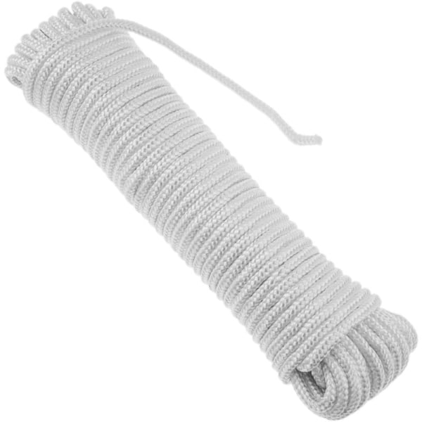 Flätat polyesterrep 20 m x 6 mm vitt