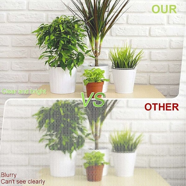 Myggnett for vinduer, Universal Transparent Myggnett for vindu, Myggnett for vindu, Justerbart Myggnett, Transparent Hvit