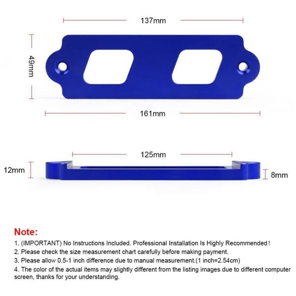 Batteri Tie Down Kit Hold Down Stang med Rustfritt Stål Brette Kroker for / CRX S2000 RSX (Blå)